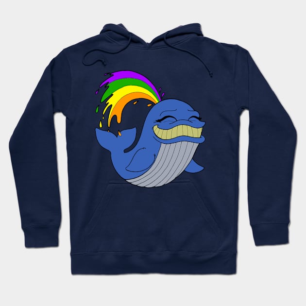 Shootin' Rainbows Out Your Blow Hole Blue Whale Hoodie by ptowndanig